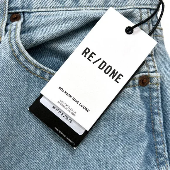Re/Done 90s High-Rise Loose Jeans NWOT Button Fly Rigid Denim Sz 28 - Picture 6 of 10
